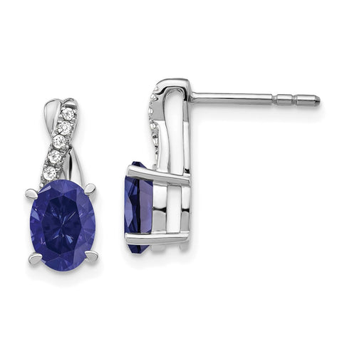 14k White Gold Sapphire and Diamond Earrings-WBC-EM4235-SA-006-WA