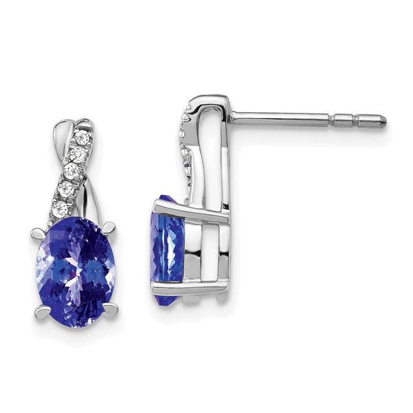 14k White Gold Tanzanite and Diamond Earrings-WBC-EM4235-TZ-006-WA