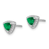 14k White Gold Trillion Emerald and Diamond Halo Earrings-WBC-EM4240-EM-014-WA