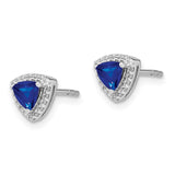 14k White Gold Trillion Sapphire and Diamond Halo Earrings-WBC-EM4240-SA-014-WA