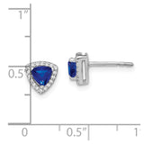 14k White Gold Trillion Sapphire and Diamond Halo Earrings-WBC-EM4240-SA-014-WA