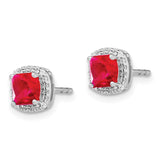 14k White Gold Cushion Ruby and Diamond Halo Earrings-WBC-EM4241-RU-015-WA