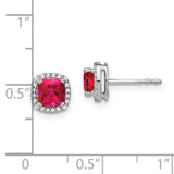 14k White Gold Cushion Ruby and Diamond Halo Earrings-WBC-EM4241-RU-015-WA