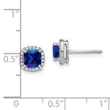 14k White Gold Cushion Sapphire and Diamond Halo Earrings-WBC-EM4241-SA-015-WA