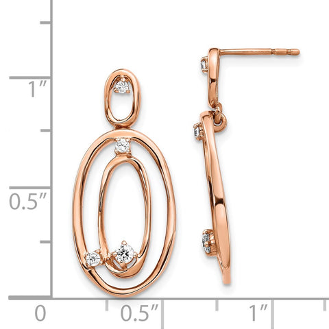 14k Rose Gold Diamond Oval Dangle Earrings-WBC-EM4245-020-RA