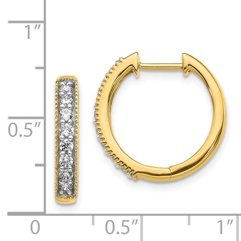 14k Yellow Gold Diamond Milgrain Hinged Hoop Earrings-WBC-EM4269-040-YA