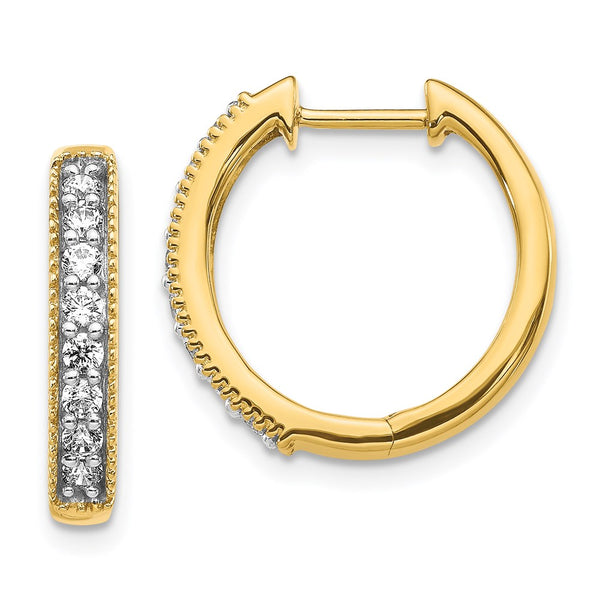 14k Yellow Gold Diamond Milgrain Hinged Hoop Earrings-WBC-EM4269-040-YA