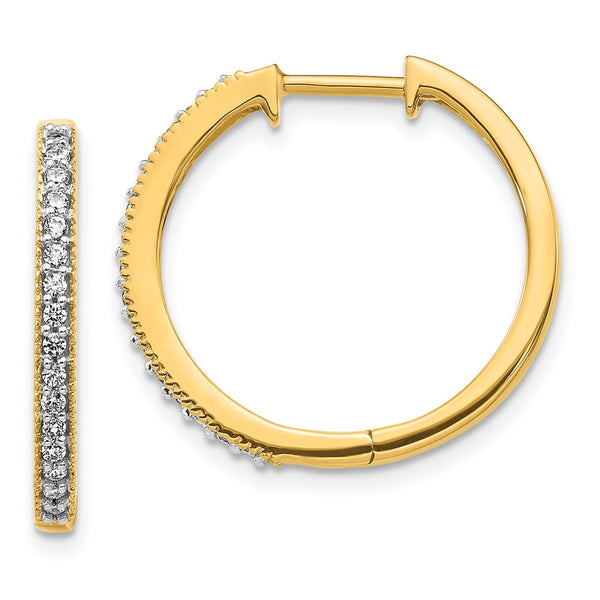 14k Yellow Gold Diamond Milgrain Hinged Hoop Earrings-WBC-EM4272-025-YA