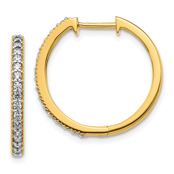 14k Yellow Gold Diamond Milgrain Hinged Hoop Earrings-WBC-EM4273-036-YA