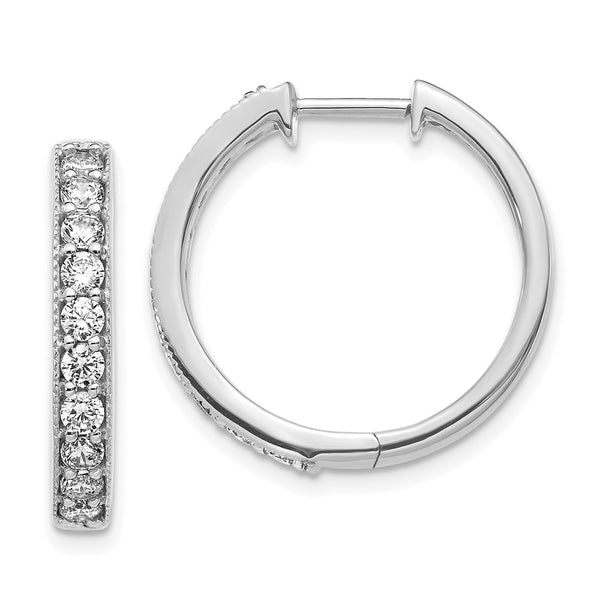 14k White Gold Diamond Milgrain Hinged Hoop Earrings-WBC-EM4275-100-WA