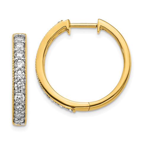 14k Yellow Gold Diamond Milgrain Hinged Hoop Earrings-WBC-EM4275-100-YA