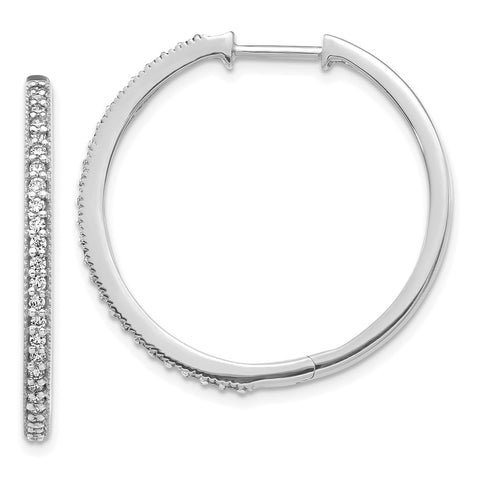 14k White Gold Diamond Milgrain Hinged Hoop Earrings-WBC-EM4280-055-WA
