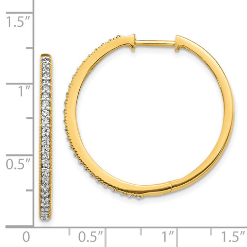 14k Yellow Gold Diamond Milgrain Hinged Hoop Earrings-WBC-EM4280-055-YA