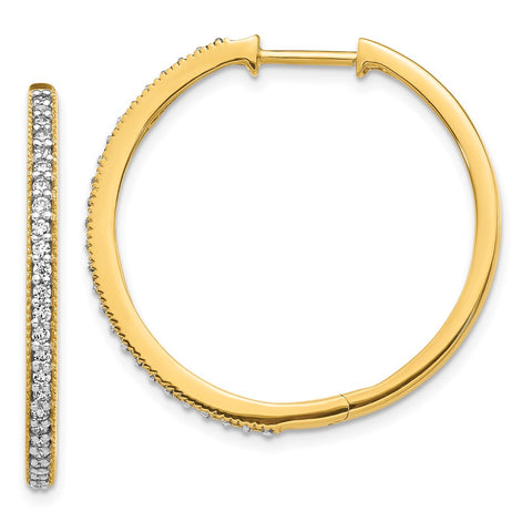 14k Yellow Gold Diamond Milgrain Hinged Hoop Earrings-WBC-EM4280-055-YA