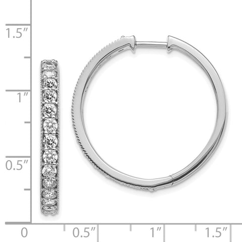 14k White Gold Diamond Milgrain Hinged Hoop Earrings-WBC-EM4284-200-WA