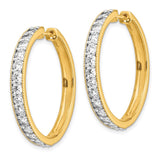 14k Yellow Gold Diamond Milgrain Hinged Hoop Earrings-WBC-EM4284-200-YA