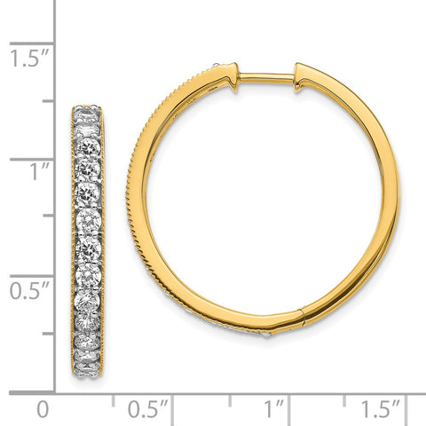 14k Yellow Gold Diamond Milgrain Hinged Hoop Earrings-WBC-EM4284-200-YA