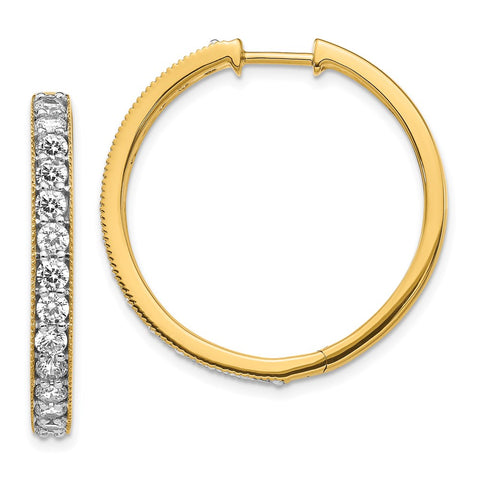 14k Yellow Gold Diamond Milgrain Hinged Hoop Earrings-WBC-EM4284-200-YA