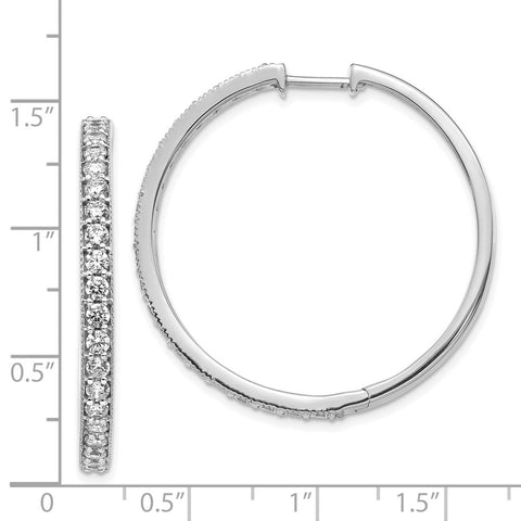 14k White Gold Diamond Milgrain Hinged Hoop Earrings-WBC-EM4286-200-WA