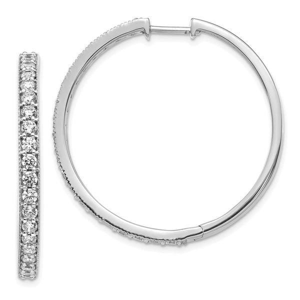 14k White Gold Diamond Milgrain Hinged Hoop Earrings-WBC-EM4286-200-WA