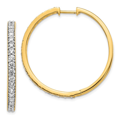14k Yellow Gold Diamond Milgrain Hinged Hoop Earrings-WBC-EM4286-200-YA