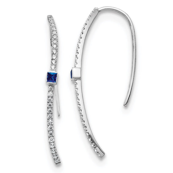 14k White Gold Diamond and Sapphire Earrings-WBC-EM4312-SA-033-WA