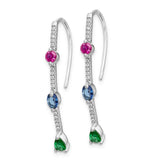 14k White Gold Diamond and Ruby/Sapphire/Emerald Earrings-WBC-EM4313-012-WA