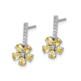 14k White Gold Diamond Citrine Flower Earrings-WBC-EM4381-008-WA