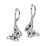 14k White Gold Diamond/Sapphire Butterfly Leverback Earrings-WBC-EM4391-SA-038-WA