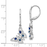 14k White Gold Diamond/Sapphire Butterfly Leverback Earrings-WBC-EM4391-SA-038-WA