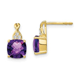 10k Checkerboard Amethyst and Diamond Earrings-WBC-EM4393-AM-006-1YA