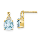 10k Checkerboard Aquamarine and Diamond Earrings-WBC-EM4393-AQ-006-1YA