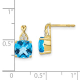 10k Checkerboard Blue Topaz and Diamond Earrings-WBC-EM4393-BT-006-1YA