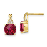 10k Checkerboard Created Ruby and Diamond Earrings-WBC-EM4393-CRU-006-1YA