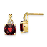 10k Checkerboard Garnet and Diamond Earrings-WBC-EM4393-GA-006-1YA