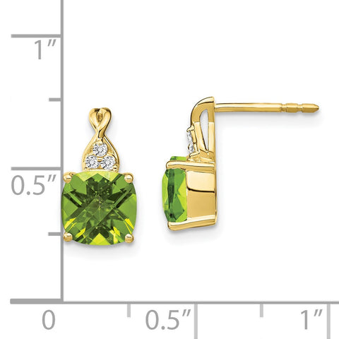 10k Checkerboard Peridot and Diamond Earrings-WBC-EM4393-PE-006-1YA