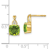 14k Checkerboard Peridot and Diamond Earrings-WBC-EM4393-PE-006-YA