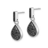 14k White Gold Diamond Black Teardrop Dangle Post Earrings-WBC-EM4771-BK-050-WA