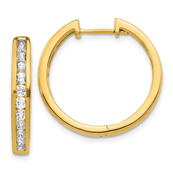 14k Diamond Hinged Hoop Earrings-WBC-EM5366-100-YA