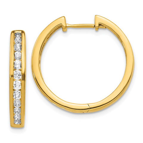 14k Diamond Hinged Hoop Earrings-WBC-EM5366-100-YA