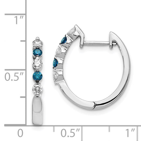 14k White Gold Blue/White Diamond Hinged Hoop Earrings-WBC-EM5403-BD-050-WA