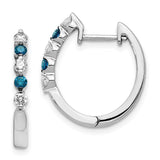 14k White Gold Blue/White Diamond Hinged Hoop Earrings-WBC-EM5403-BD-050-WA