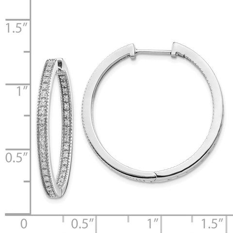 14k White Gold Polished Diamond In/Out Hinged Hoop Earrings-WBC-EM5424-025-WA