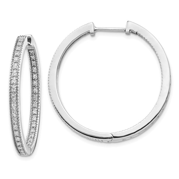 14k White Gold Polished Diamond In/Out Hinged Hoop Earrings-WBC-EM5424-025-WA