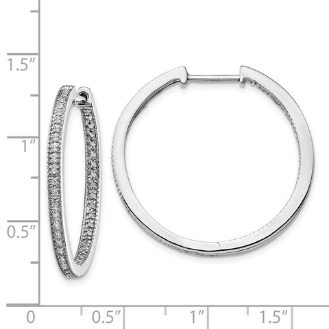 14k White Gold Polished Diamond In/Out Hinged Hoop Earrings-WBC-EM5424-050-WA