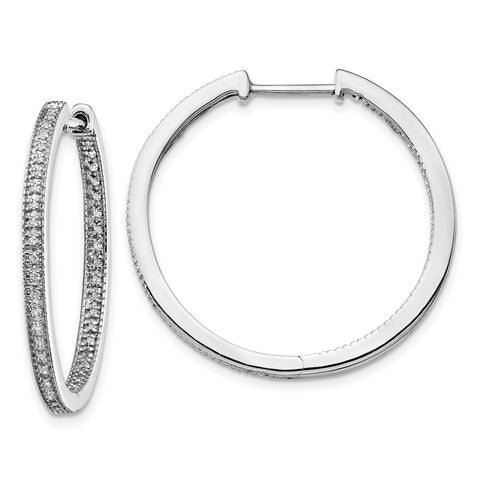 14k White Gold Polished Diamond In/Out Hinged Hoop Earrings-WBC-EM5424-050-WA