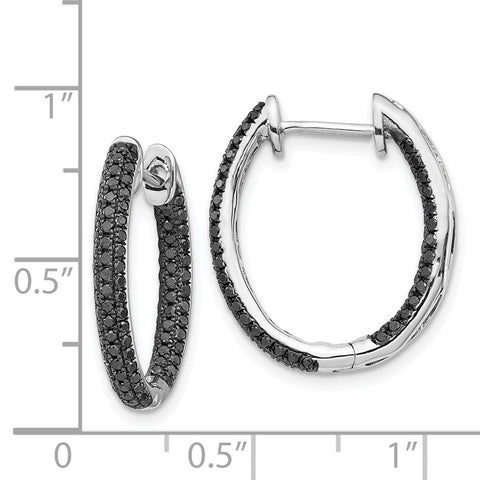 14k White Gold Black Diamond In/Out Hoop Earrings-WBC-EM5434-BK-088-WA