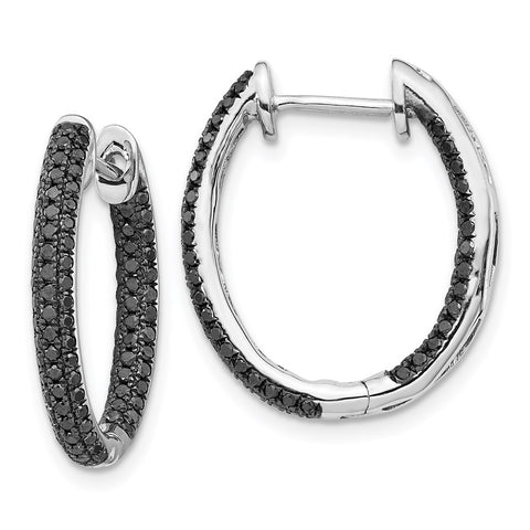 14k White Gold Black Diamond In/Out Hoop Earrings-WBC-EM5434-BK-088-WA