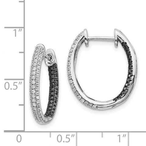 14k White Gold Black and White Diamond In/Out Hoop Earrings-WBC-EM5436-BK-088-WA