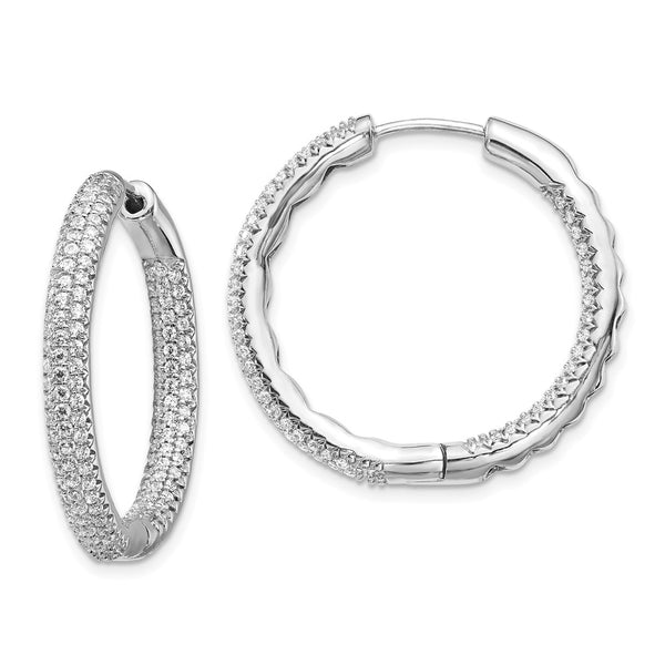 14k White Gold 1 1/2Ctw Hinged Hoop Diamond Earrings-WBC-EM5440-150-WA